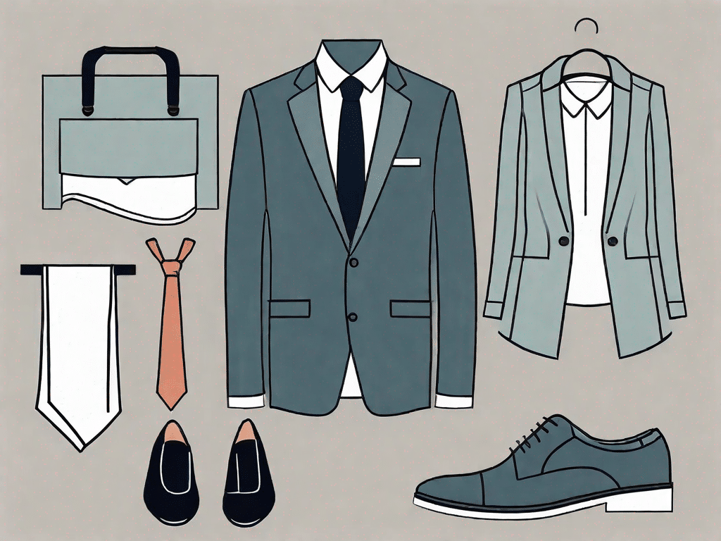Various professional attire items such as a suit