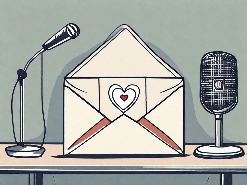 A stylized envelope with a heart symbol on it