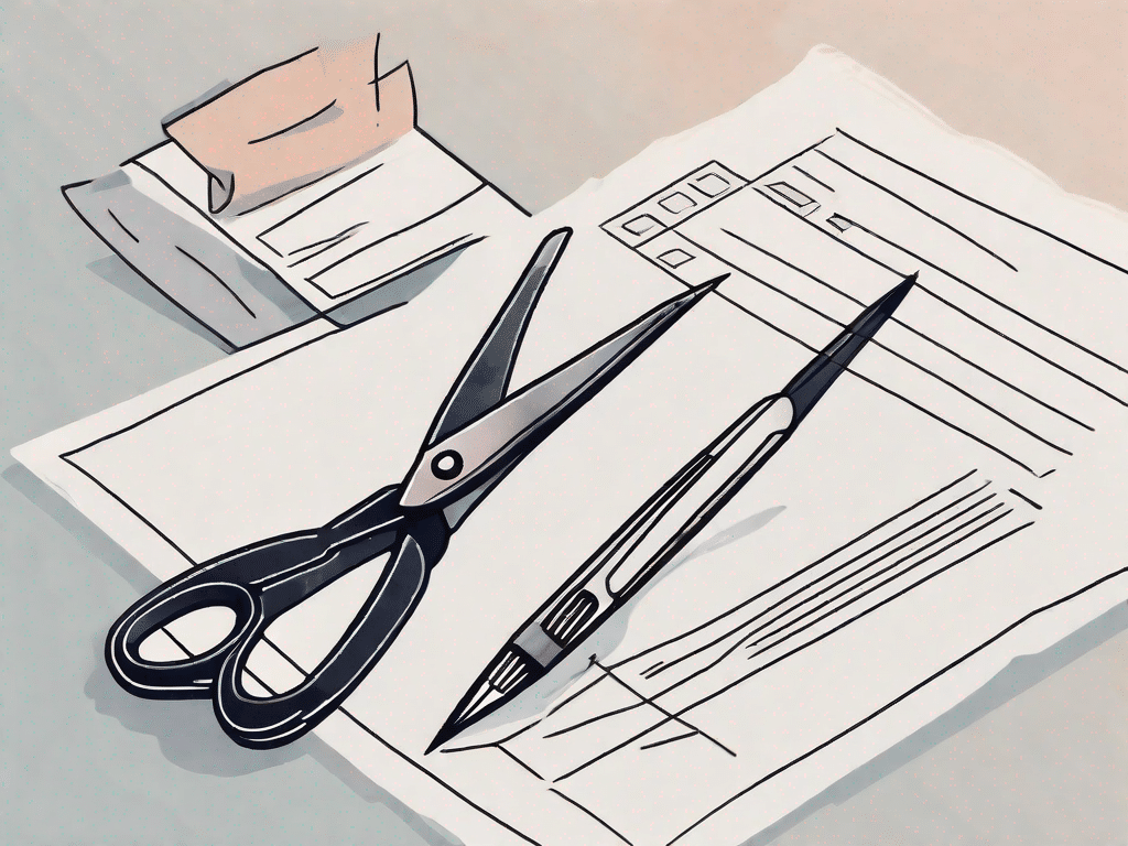 A pair of scissors cutting through a contract