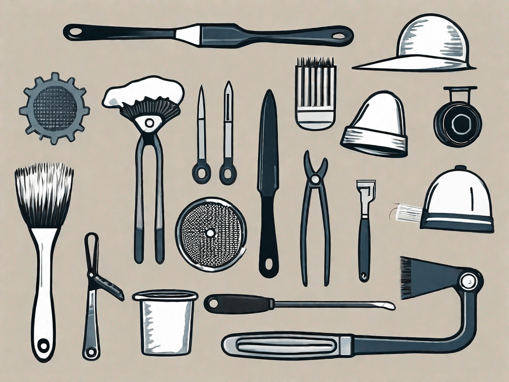 Various professional tools such as a chef's hat