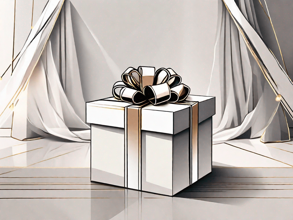 A beautifully wrapped gift box with elegant ribbons