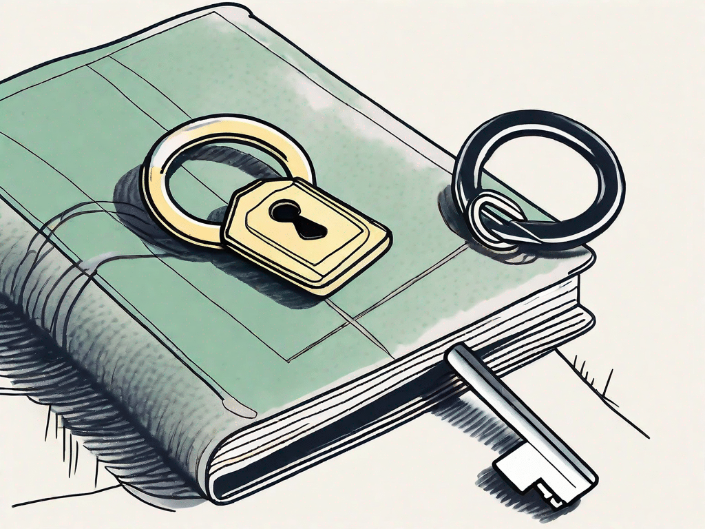 A checking account book being locked with a key