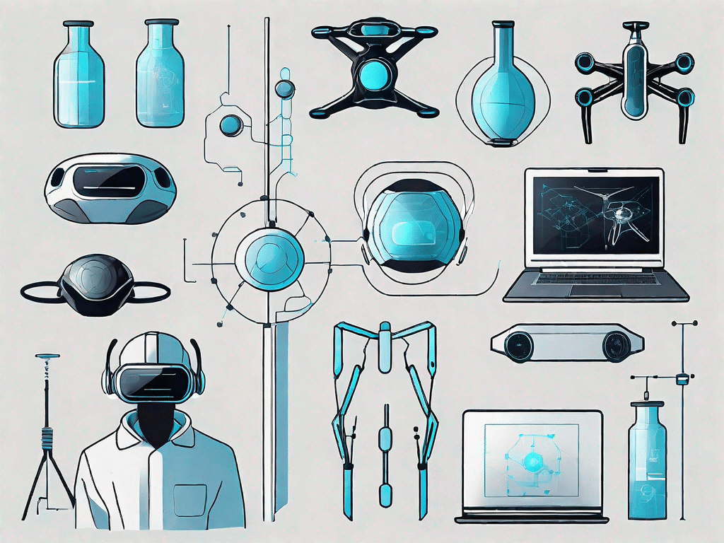 Various futuristic tools and equipment symbolizing different emerging professions
