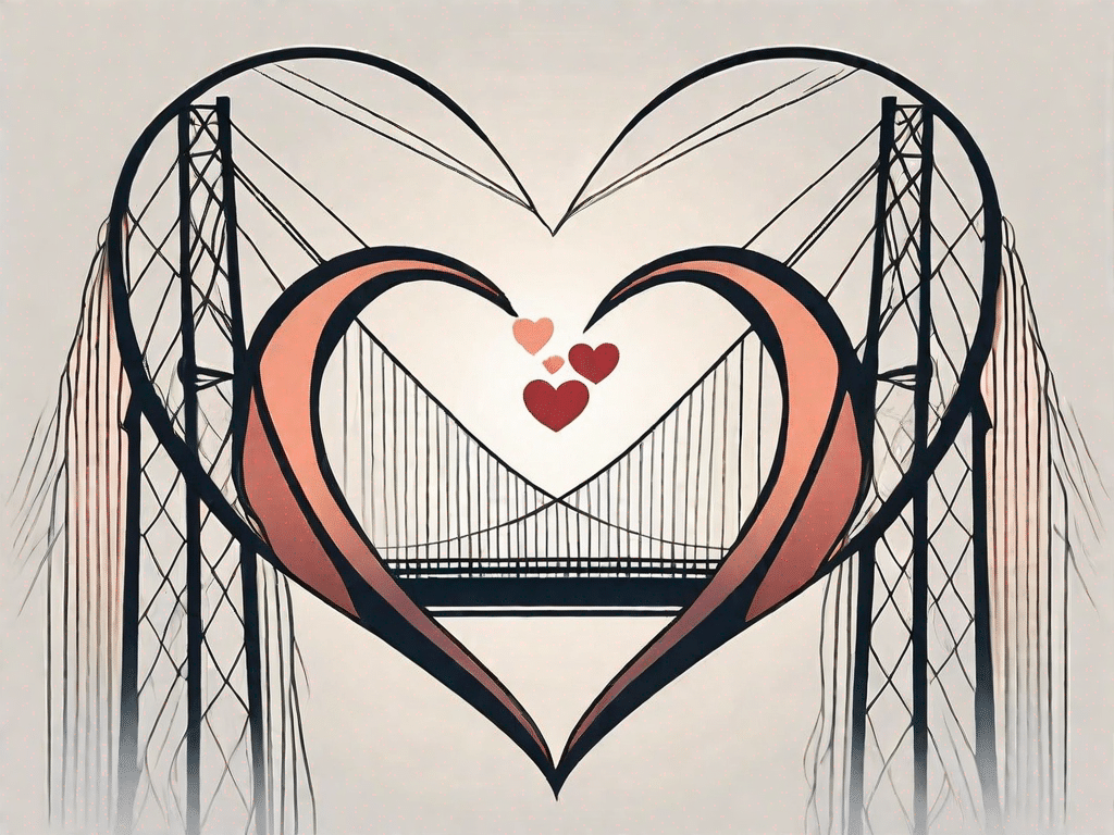 Two hearts connected by a bridge