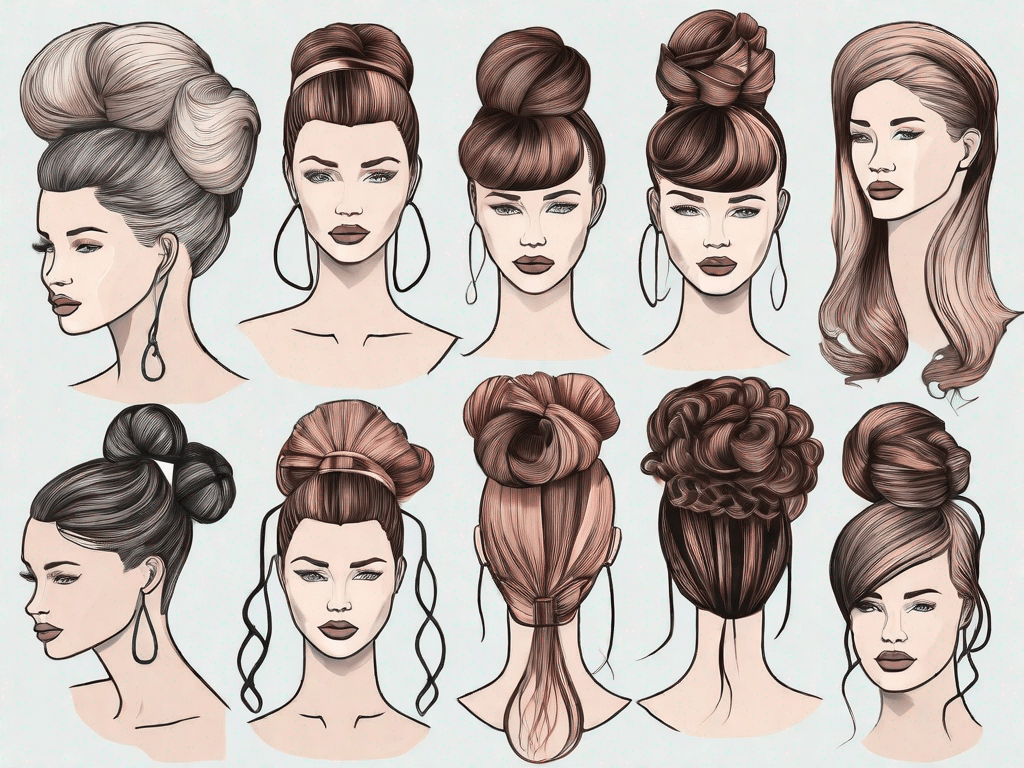 A variety of professional hairstyles showcased on mannequin heads