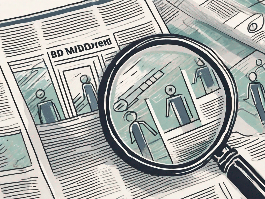 A magnifying glass focusing on a job advertisement in a newspaper
