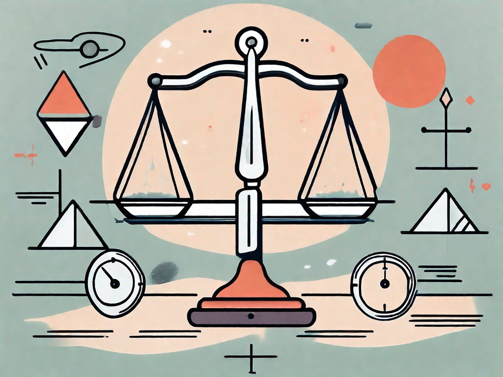 A balanced scale with symbolic icons representing morality (such as a heart) and ethics (like a compass)
