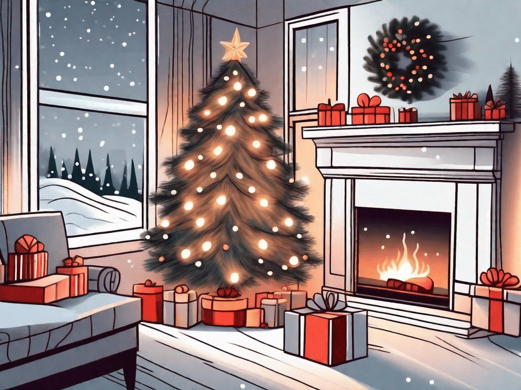 A cozy christmas scene with a beautifully decorated tree