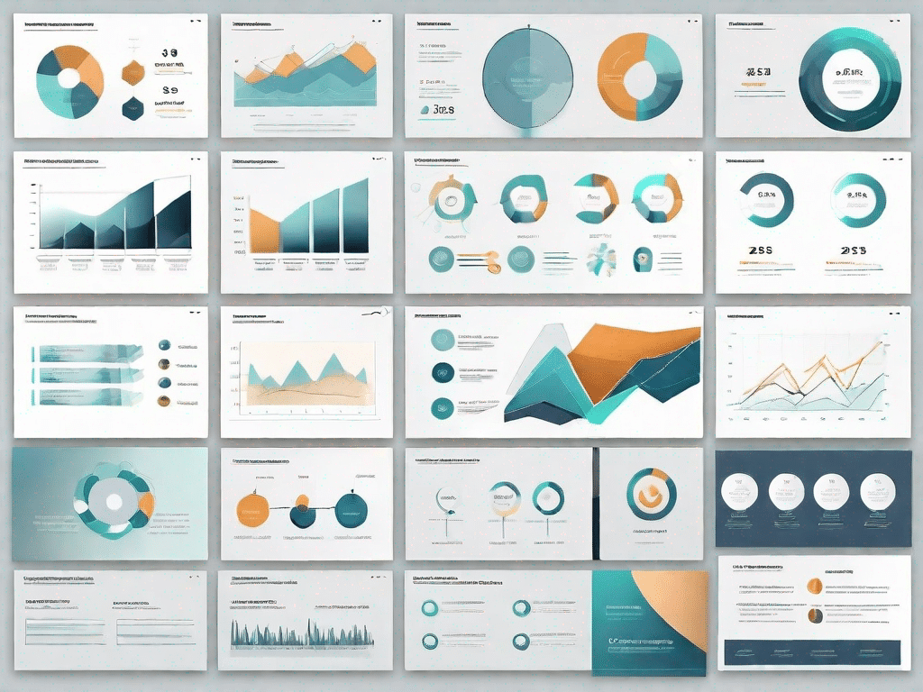 A powerpoint application interface with various elements such as charts