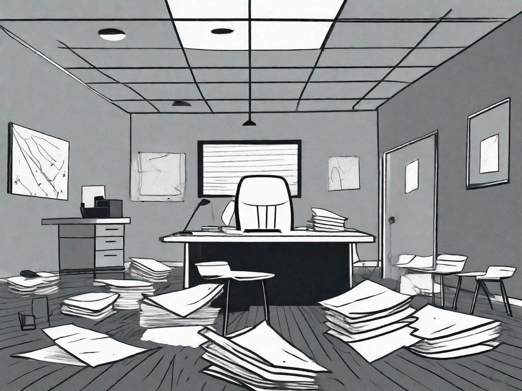 A hostile office environment with scattered papers