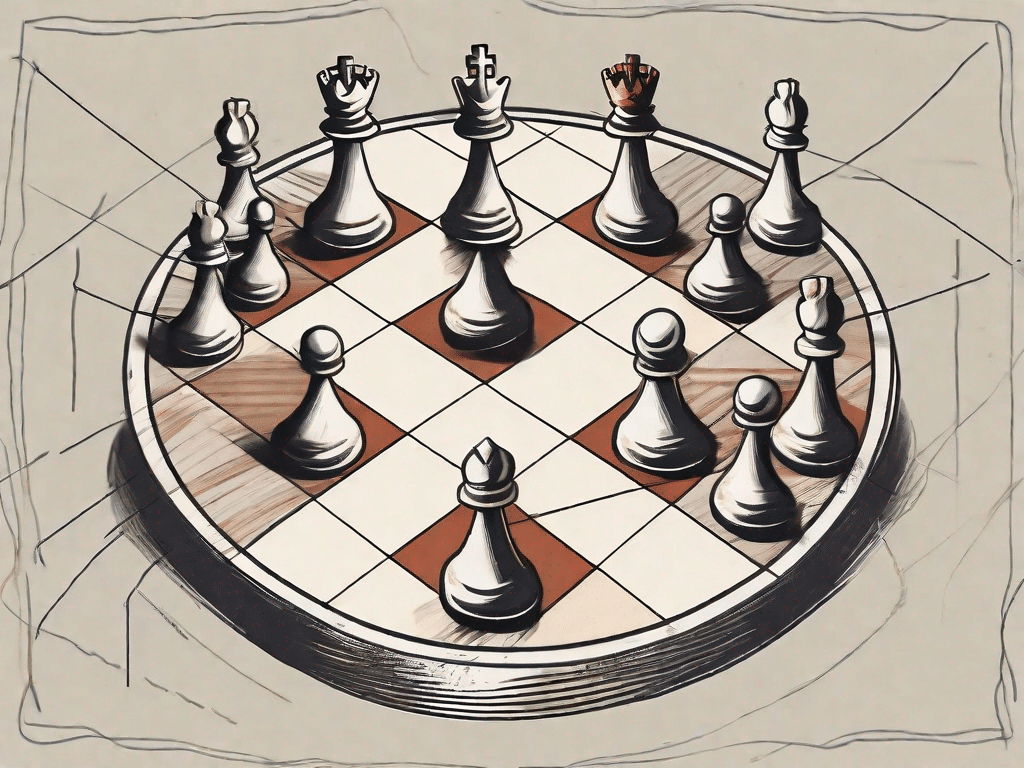 A chessboard with chess pieces engaged in a strategic game