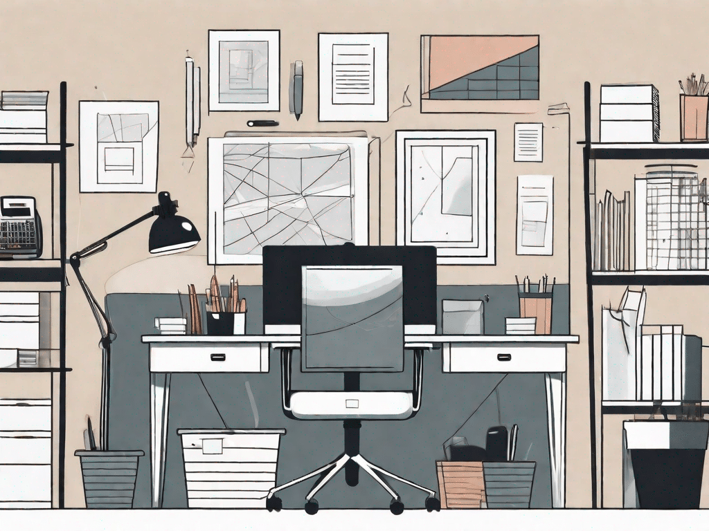 A well-organized office workspace with a computer