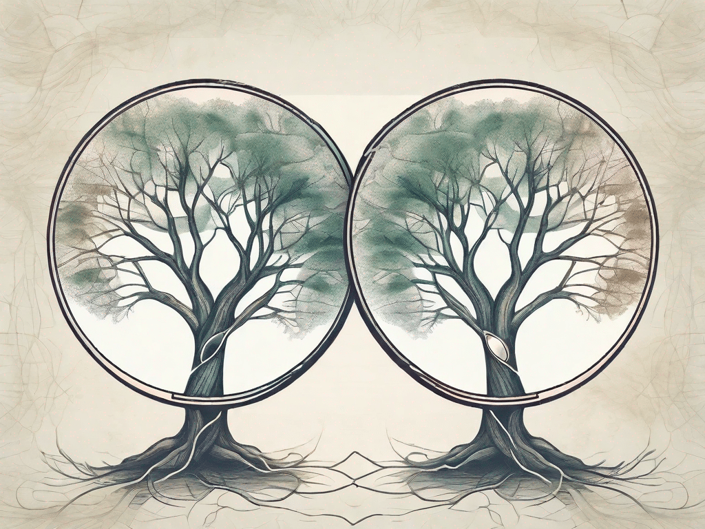 Two trees growing closely together