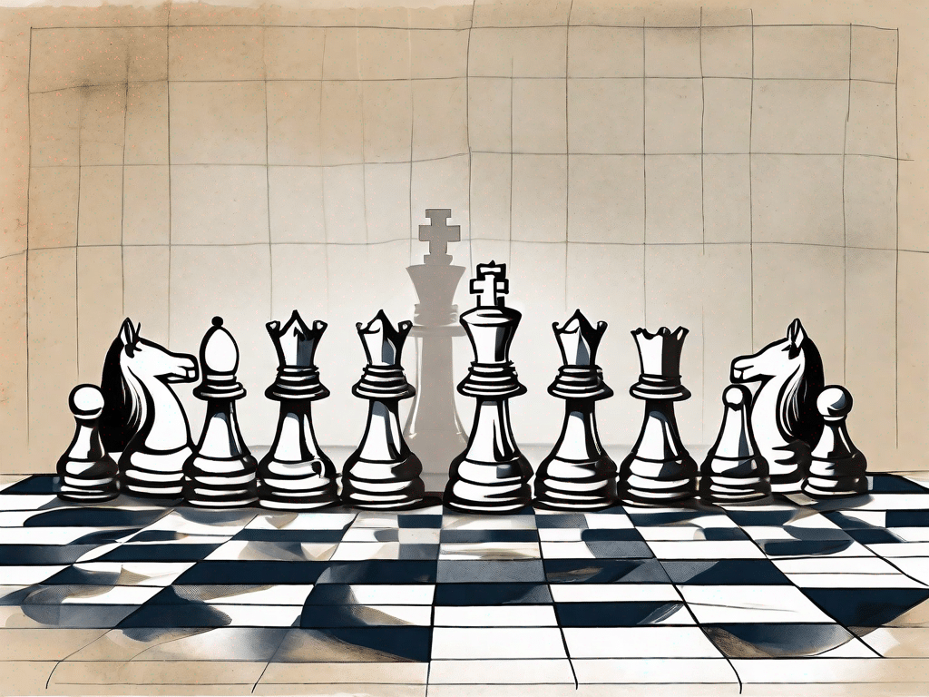 A chessboard with pieces strategically positioned