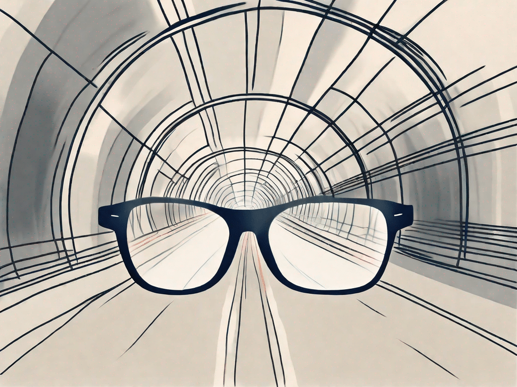 A pair of glasses clearing up a blurred tunnel