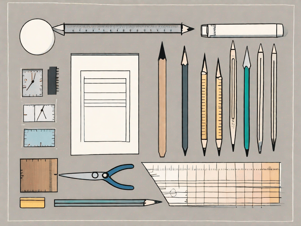 A desk with various crafting tools such as a ruler