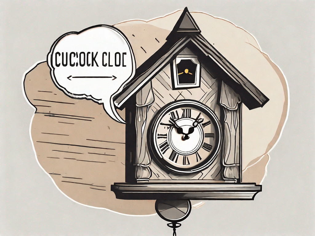 A speech bubble coming out from a traditional german cuckoo clock