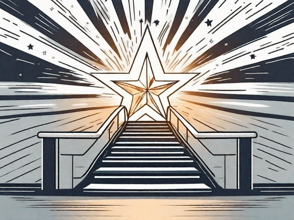 A staircase leading up to a shining star