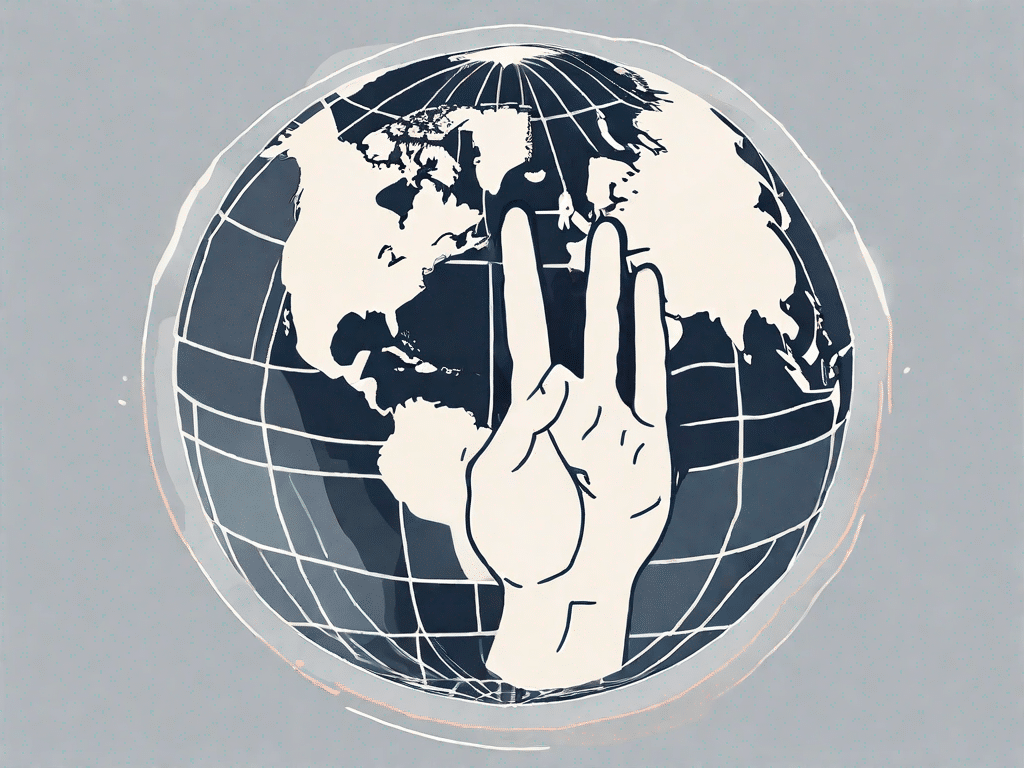 A globe with symbolic representations of 17 different countries
