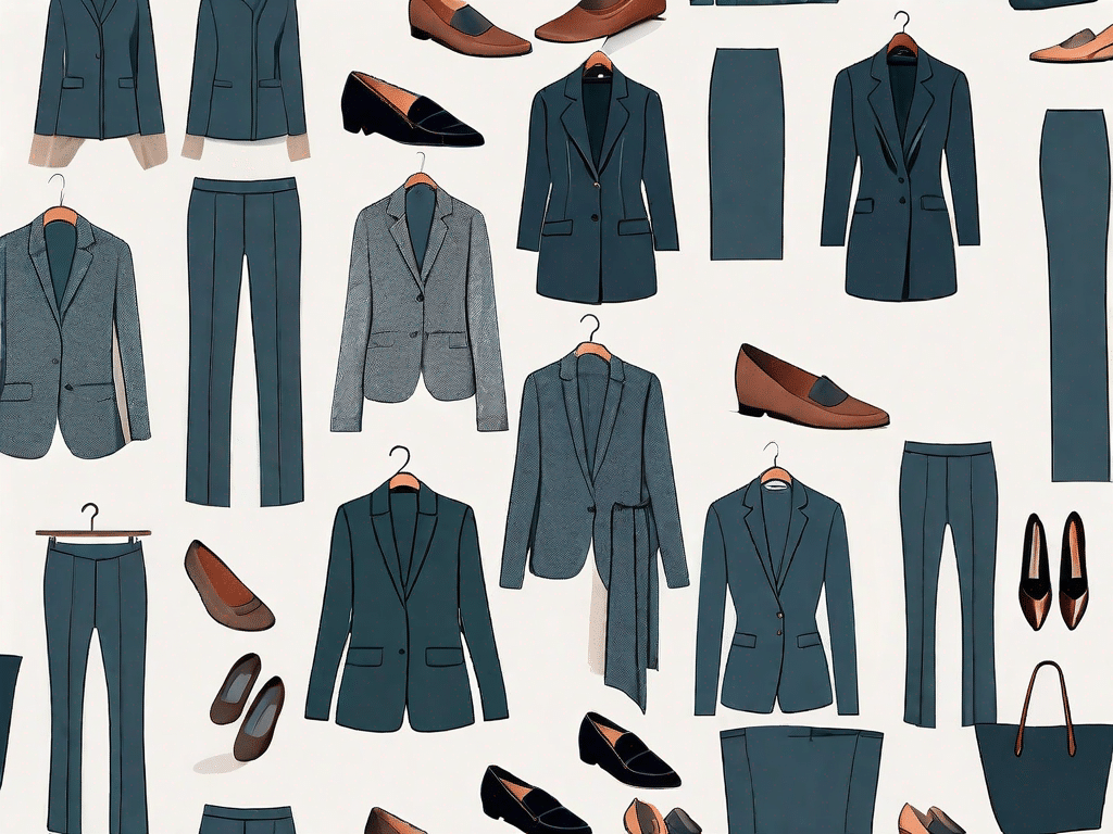 A collection of business casual clothing items